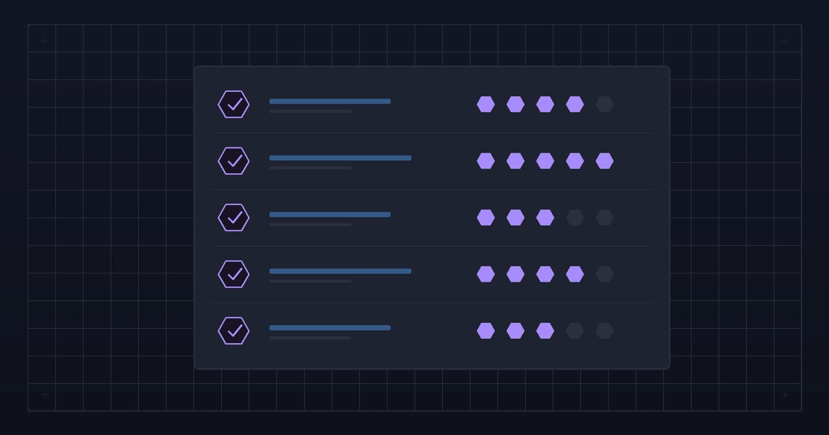 A five-point checklist with evaluation scores next to each enterprise readiness criterion